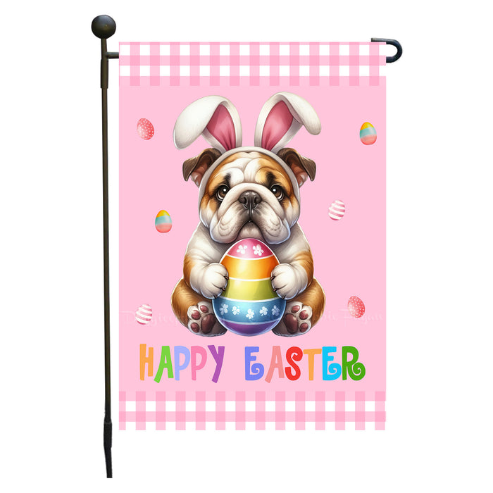 Bulldog Easter Day Garden Flags for Outdoor Decorations - Double Sided Yard Lawn Easter Festival Decorative Gift - Holiday Dogs Flag Decor 12 1/2"w x 18"h