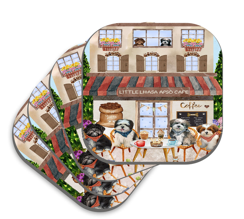 Little Lhasa Apso Cafe Dog Coasters Set of 4