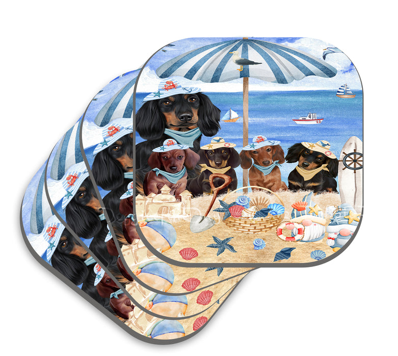 Nautical summer beach Dachshund Dog Coasters Set of 4