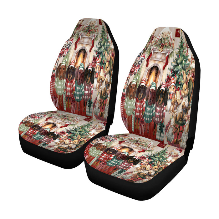Dachshund Dog Car Seat Covers, Winter Furry Friends (Set of 2)