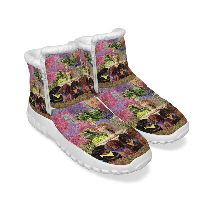 Floral Park Dachshund Dogs Snow Boots
