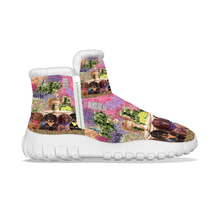 Floral Park Dachshund Dogs Snow Boots