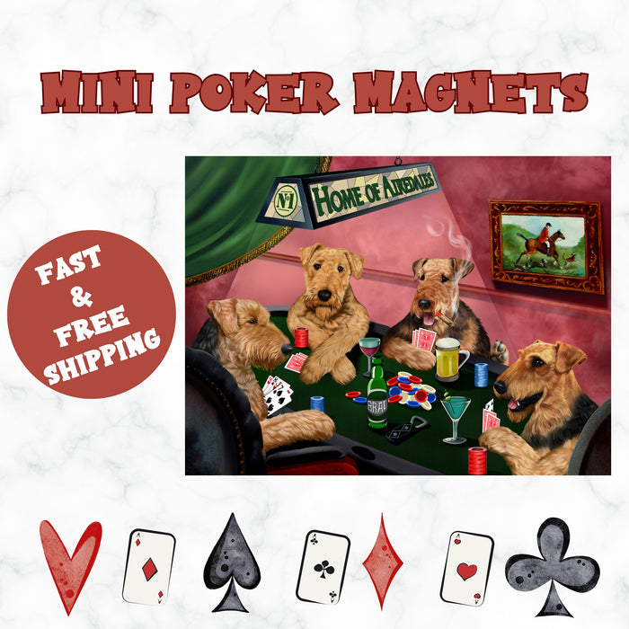 Home of Airedale 4 Dogs Playing Poker Magnet Mini 3.5" x 2"