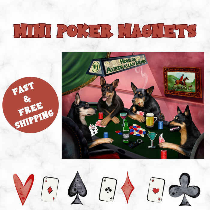 Home Of Australian Kelpies 4 Dogs Playing Poker Magnet Mini (3.5" x 2")