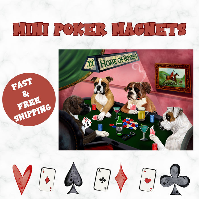 Home of Boxers 4 Dogs Playing Poker Magnet Mini 3.5" x 2"