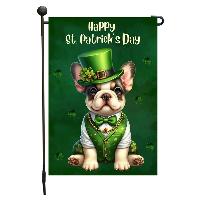 French Bulldog St. Patrick's Day Irish Dog Garden Flag, Paddy's Day Party Decor, Green Design, Pet Gift, Double Sided, Irish Doggy Delight