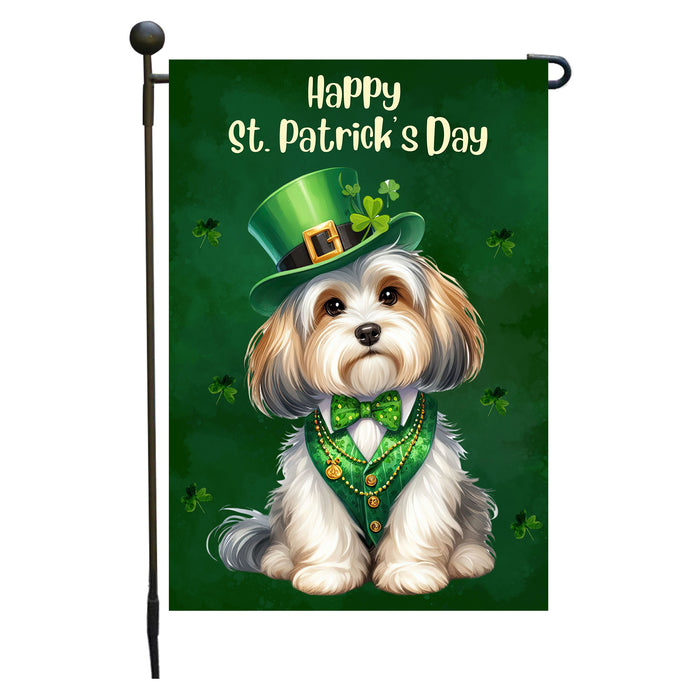 Havanese St. Patrick's Day Irish Dog Garden Flag, Paddy's Day Party Decor, Green Design, Pet Gift, Double Sided, Irish Doggy Delight