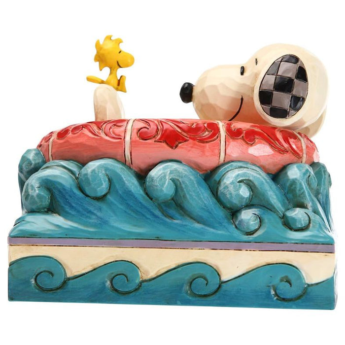 Enesco Peanuts by Jim Shore Snoopy and Woodstock in Floatie Figurine, 4 Inch, Multicolor