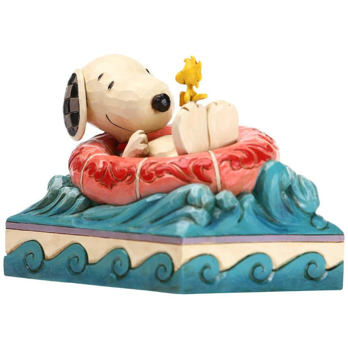 Enesco Peanuts by Jim Shore Snoopy and Woodstock in Floatie Figurine, 4 Inch, Multicolor