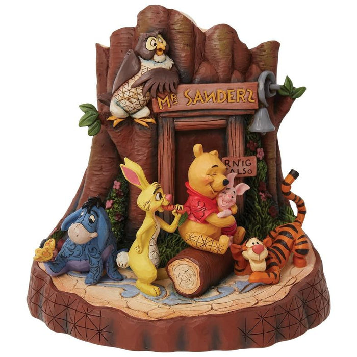 Enesco Disney Traditions by Jim Shore Winnie The Pooh Mount Sanders Carved by Heart Figurine, 7.48 Inch, Multicolor