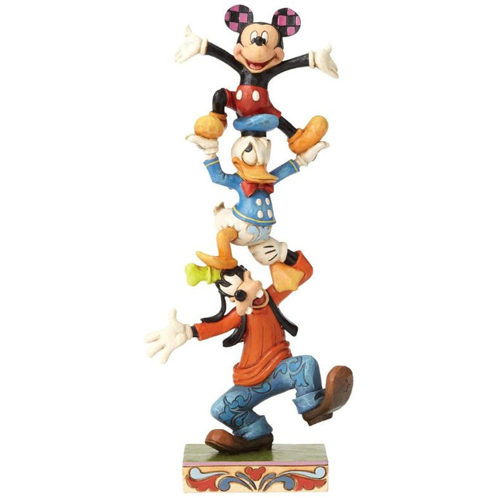 Enesco Disney Traditions by Jim Shore Goofy, Donald and Mickey Teetering Tower Stacked Figurine, 8.75 Inch, Multicolor