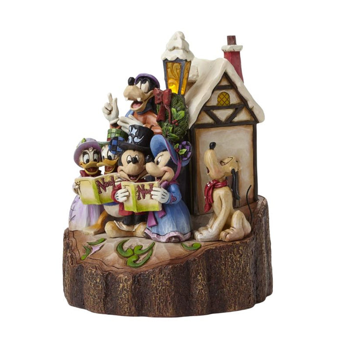 Enesco Disney Traditions by Jim Shore Mickey and Friends Caroling Light-Up Stone Resin Figurine, 7.25”