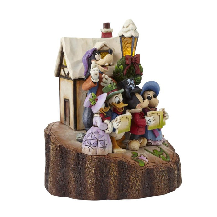 Enesco Disney Traditions by Jim Shore Mickey and Friends Caroling Light-Up Stone Resin Figurine, 7.25”