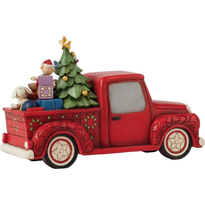 Enesco Jim Shore Rudolph The Red-Nosed Reindeer and Friends in Pickup Truck Figurine, 5.12 Inch, Multicolor, 8x5