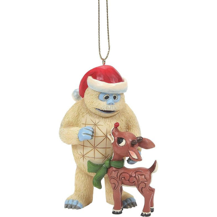 Enesco Jim Shore Rudolph The Red-Nosed Reindeer and Bumble Hanging Ornament, 3.93 Inch, Multicolor