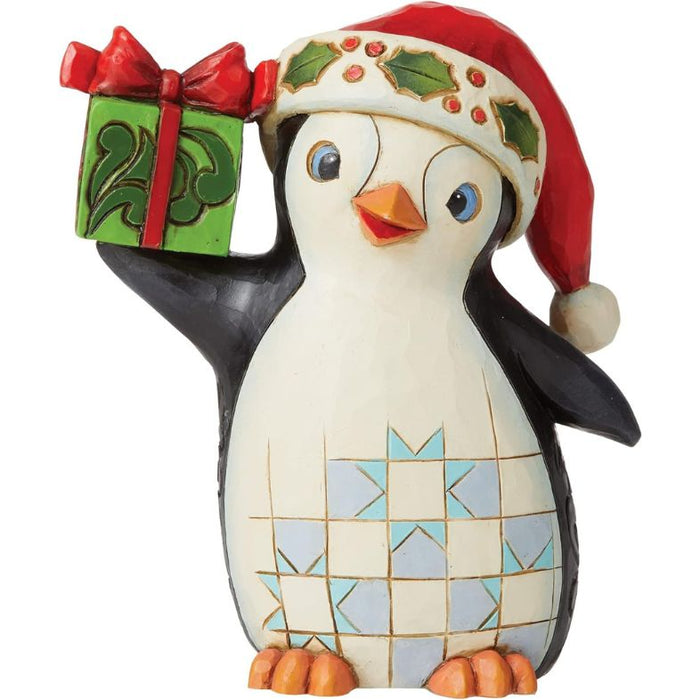Enesco Jim Shore Heartwood Creek Christmas Penguin Waddle it Be Pint-Sized Figurine, 5 Inch, Multicolor