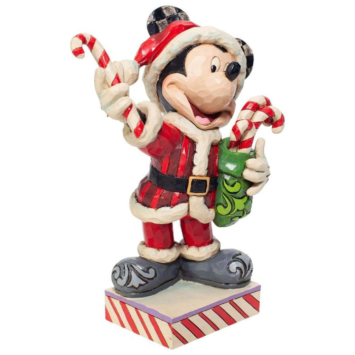 Enesco Jim Shore Disney Traditions Santa Mickey Mouse with Candy Canes Figurine, 6.18 Inch, Multicolor