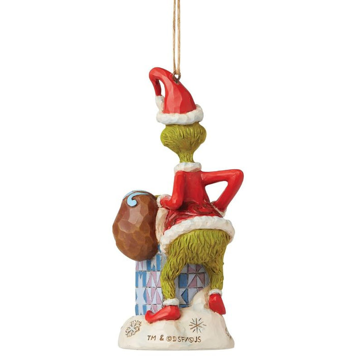 Enesco Jim Shore Dr. Seuss The Grinch in Chimney Hanging Ornament, 5 Inch, Multicolor, Christmas