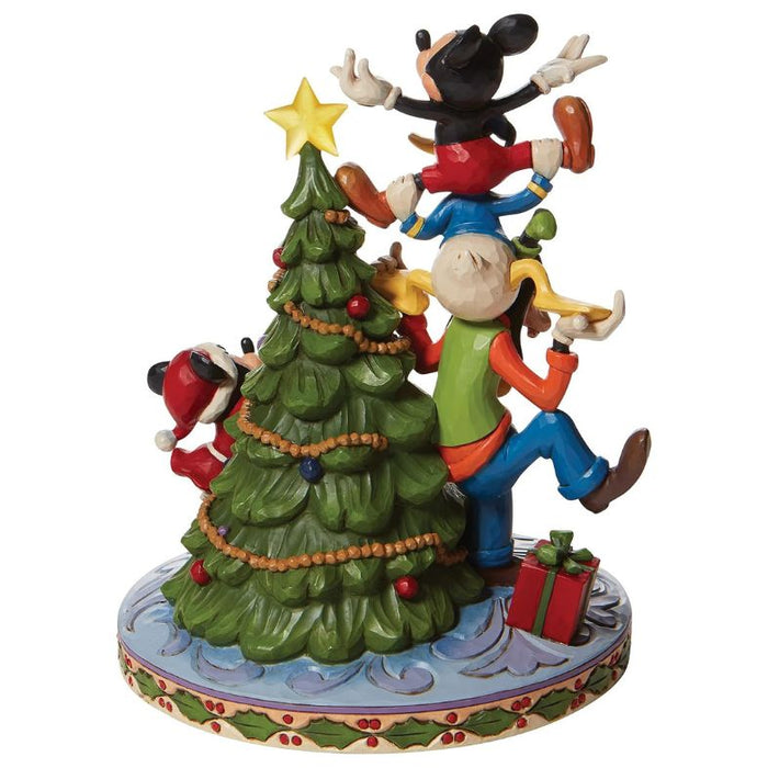 Enesco Disney Traditions by Jim Shore The Fab Five Decorating The Christmas Tree Lit Figurine, 8.26 Inch, Multicolor
