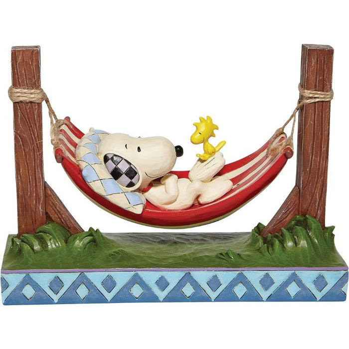 Enesco Peanuts by Jim Shore Snoopy and Woodstock Lounging in Hammock Figurine, 5.5 Inch, Multicolor