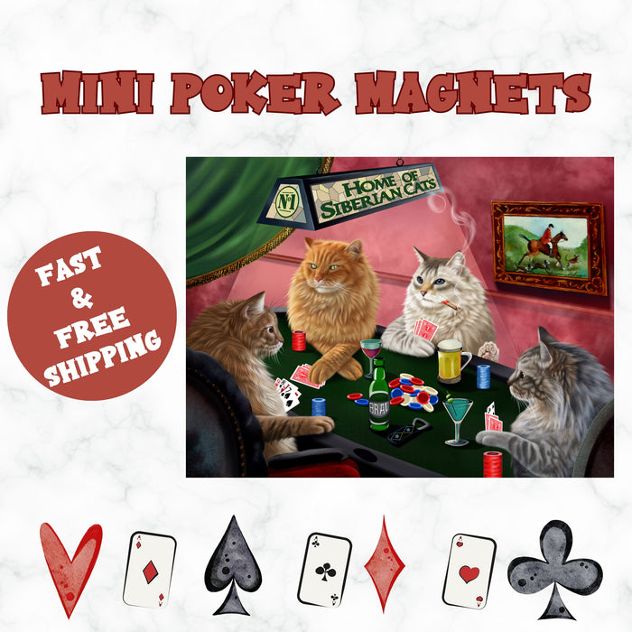 Home of Siberian 4 Cats Playing Poker Magnet MAG67491 (Mini 3.5" x 2")