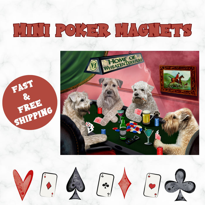 Home Of Wheaten Terriers 4 Dogs Playing Poker Magnet Mini (3.5" x 2")