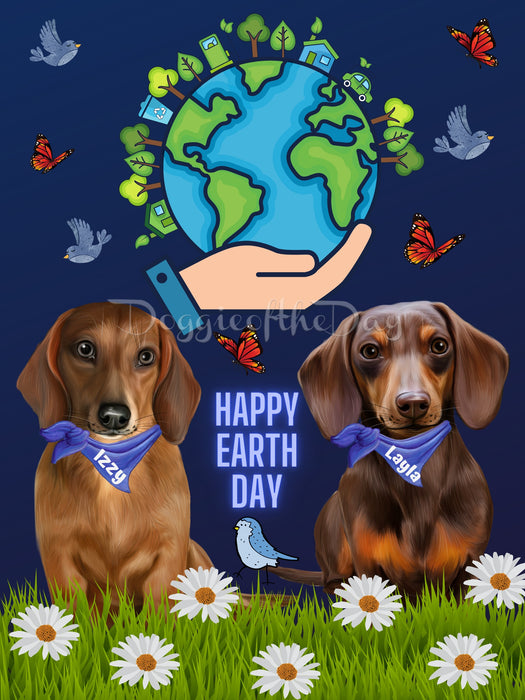 Custom Digital Painting Art Photo Personalized Dog Cat in Happy Earth Day Background
