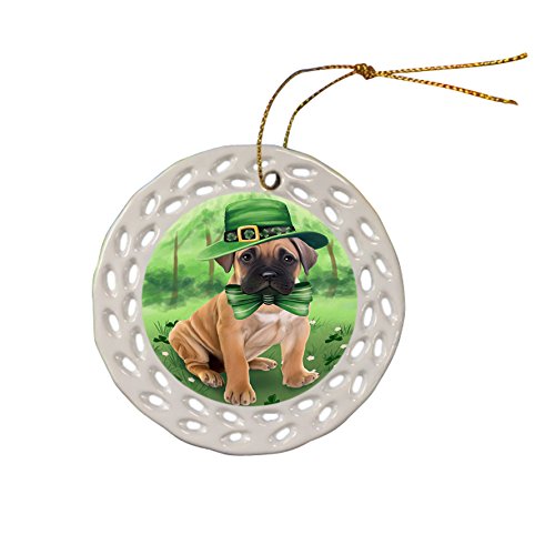 St. Patricks Day Irish Portrait Bullmastiff Dog Ceramic Doily Ornament DPOR48757