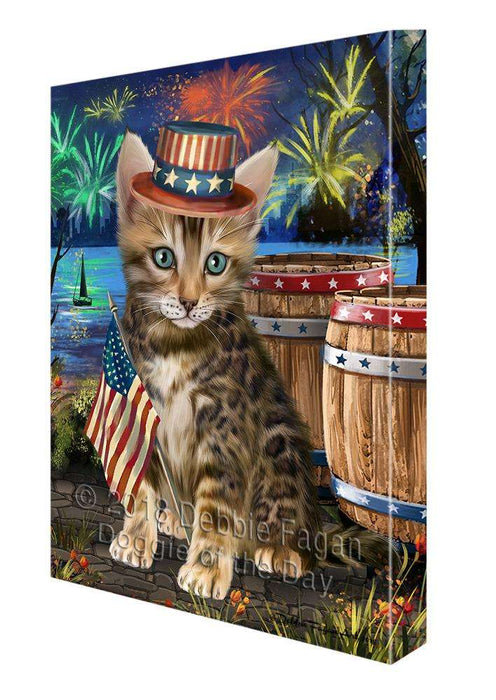 4th of July Independence Day Firework Bengal Cat Canvas Print Wall Art Décor CVS104147