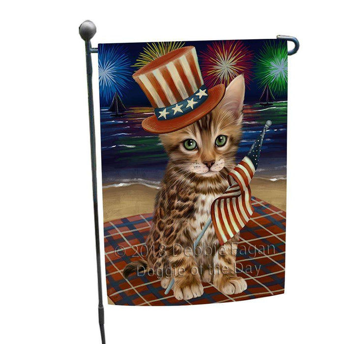 4th of July Independence Day Firework Bengal Cat Garden Flag GFLG52348