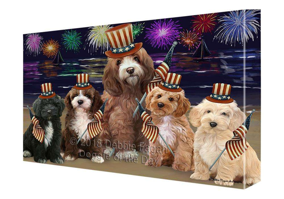 4th of July Independence Day Firework Cockapoos Dog Canvas Print Wall Art Décor CVS85517