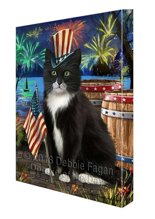 4th of July Independence Day Firework Tuxedo Cat Canvas Print Wall Art Décor CVS104759