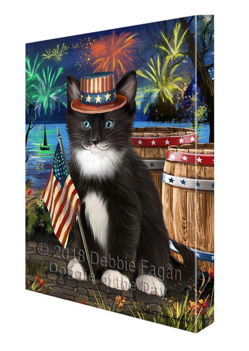 4th of July Independence Day Firework Tuxedo Cat Canvas Print Wall Art Décor CVS104768