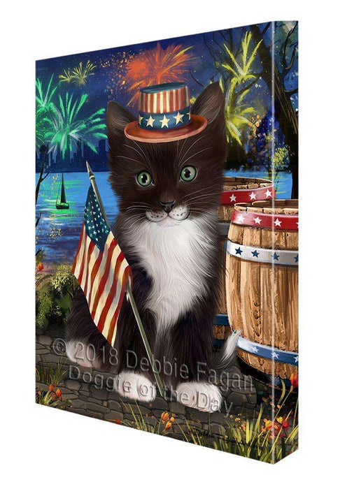 4th of July Independence Day Firework Tuxedo Cat Canvas Print Wall Art Décor CVS104786