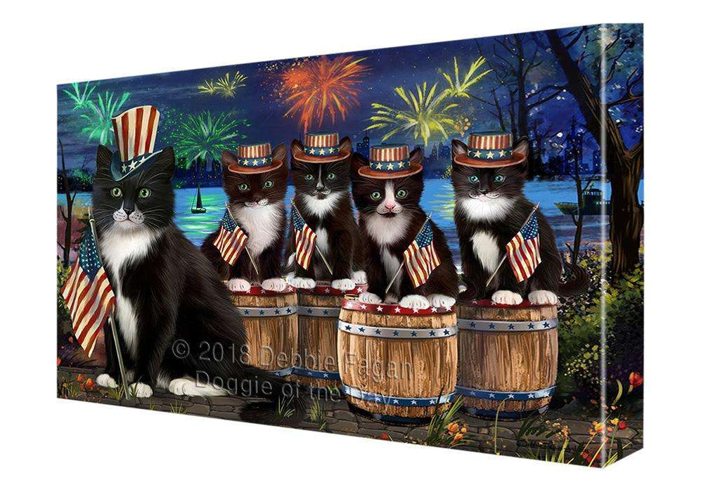 4th of July Independence Day Firework Tuxedo Cats Canvas Print Wall Art Décor CVS104939