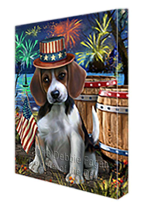 4th of July Independence Day Fireworks Beagle Dog at the Lake Canvas Print Wall Art Décor CVS74861