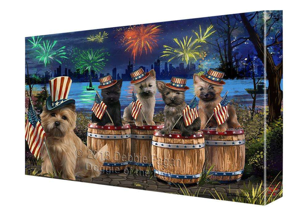 4th of July Independence Day Fireworks Cairn Terriers at the Lake Canvas Print Wall Art Décor CVS75797
