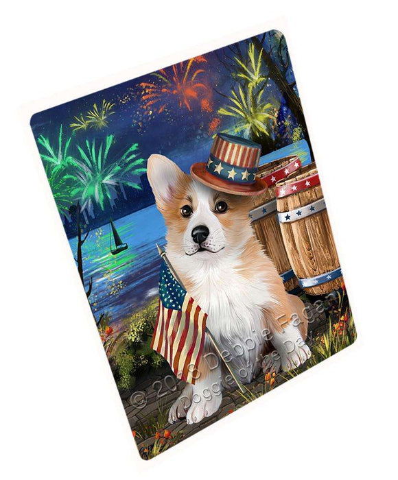 4th of July Independence Day Fireworks Corgi Dog at the Lake Blanket BLNKT76350