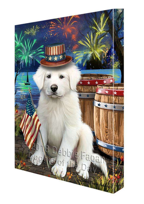 4th of July Independence Day Fireworks Great Pyrenee Dog at the Lake Canvas Print Wall Art Décor CVS77030