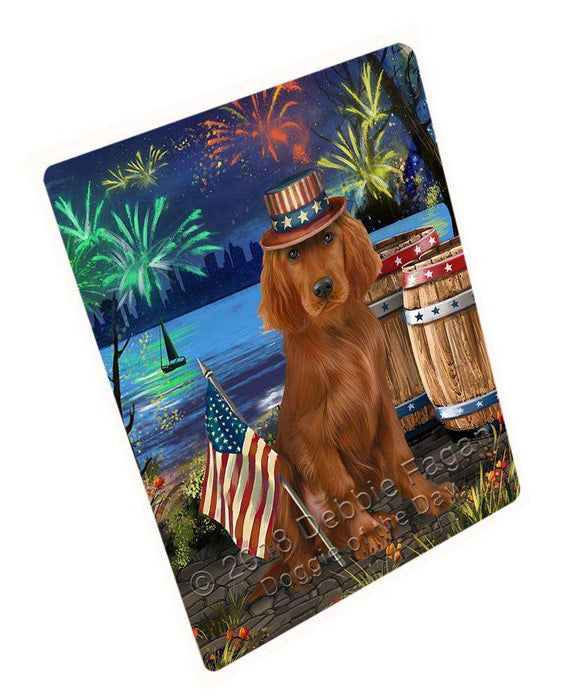4th of July Independence Day Fireworks Irish Setter Dog at the Lake Blanket BLNKT76647