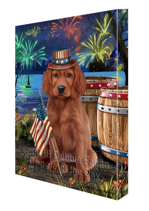 4th of July Independence Day Fireworks Irish Setter Dog at the Lake Canvas Print Wall Art Décor CVS77165