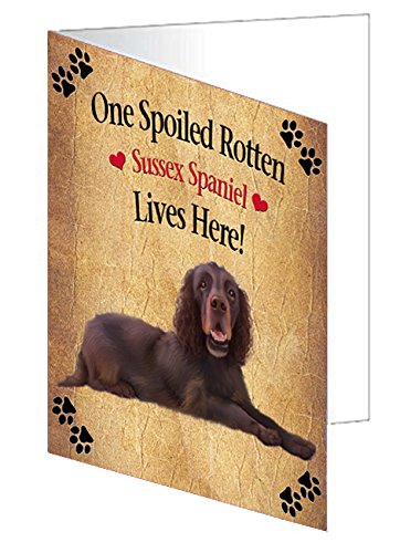 Spoiled Rotten Sussex Spaniel Dog Handmade Artwork Assorted Pets Greeting Cards and Note Cards with Envelopes for All Occasions and Holiday Seasons