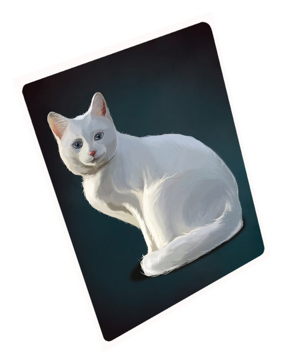 White Albino Cat Art Portrait Print Woven Throw Sherpa Plush Fleece Blanket