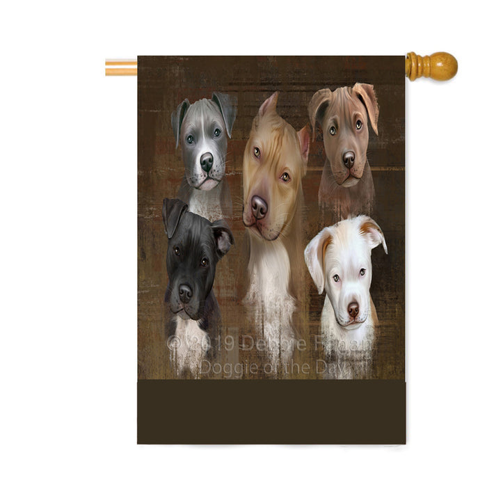 Personalized Rustic 5 Pit Bull Dogs Custom House Flag FLG-DOTD-A62546