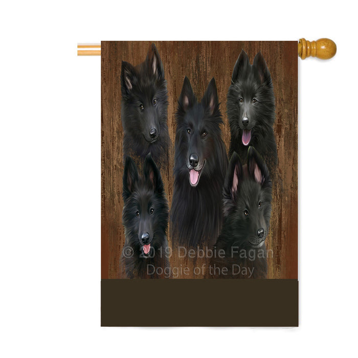 Personalized Rustic 5 Belgian Shepherd Dogs Custom House Flag FLG-DOTD-A62559
