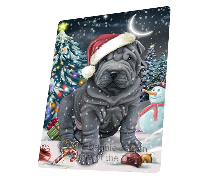 Have A Holly Jolly Christmas Shar Pei Dog In Holiday Background Magnet Mini (3.5" x 2") D124