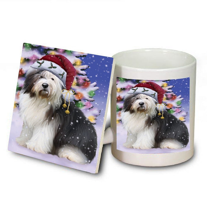 Winter Wonderland Old English Sheepdog Christmas Mug and Coaster Set MUC0754