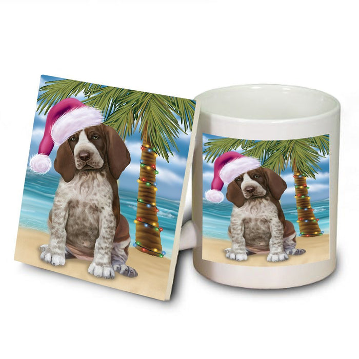 Summertime Bracco Italiano Puppy on Beach Christmas Mug and Coaster Set MUC0572