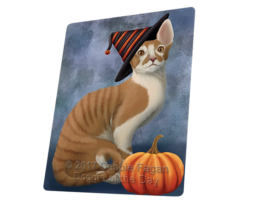 Happy Halloween Cornish Red Cat Wearing Witch Hat With Pumpkin Magnet Mini (3.5" x 2")