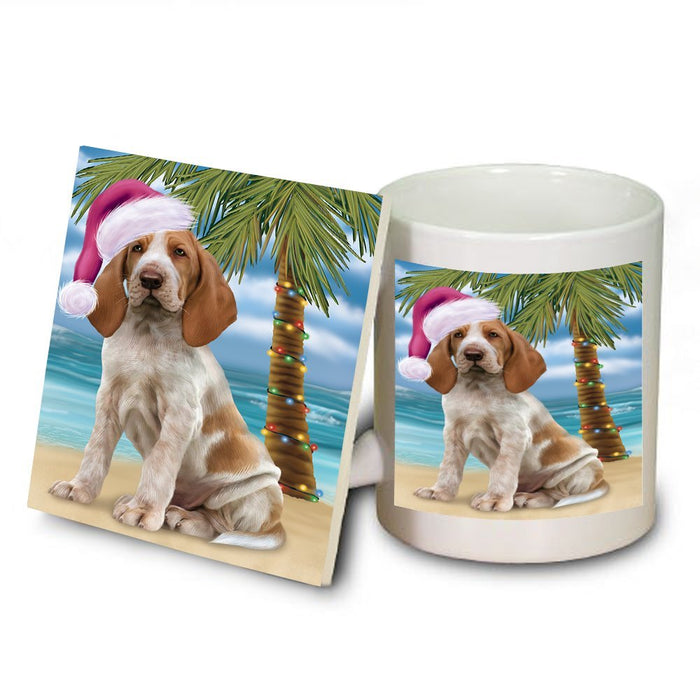 Summertime Bracco Italiano Dog on Beach Christmas Mug and Coaster Set MUC0568